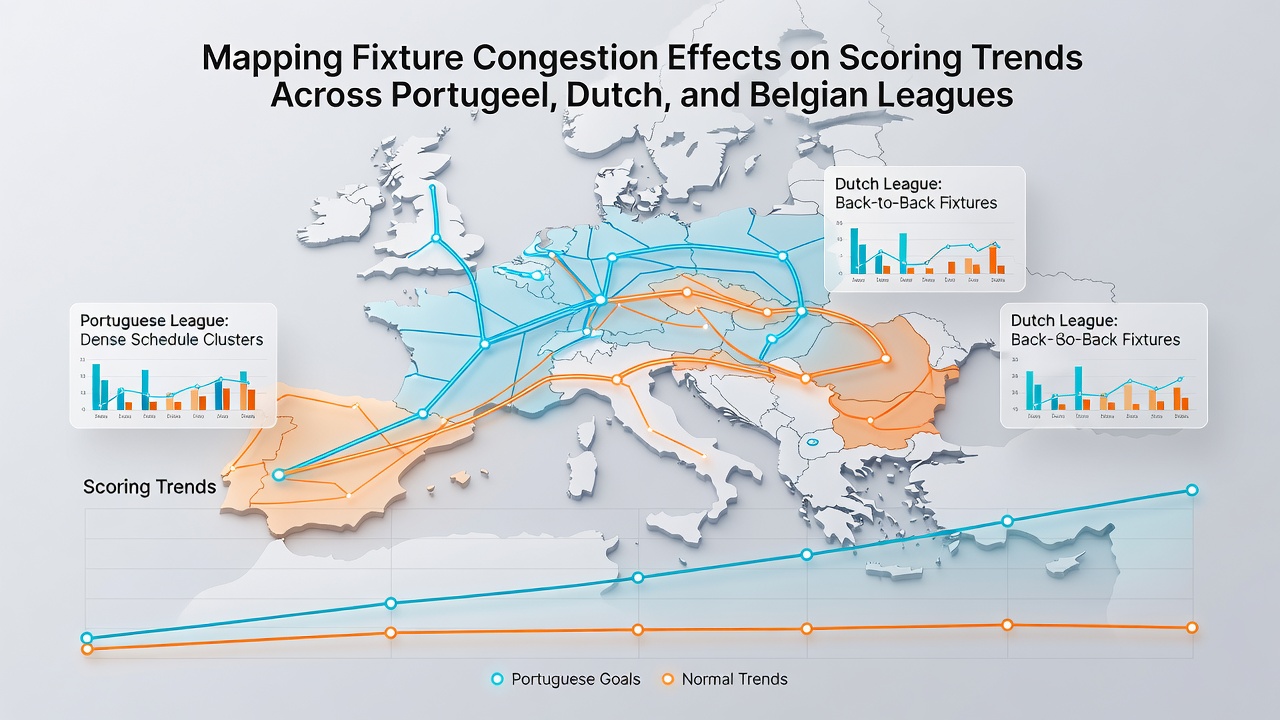 Visual breakdown of goal averages before and after congested match periods in three leagues