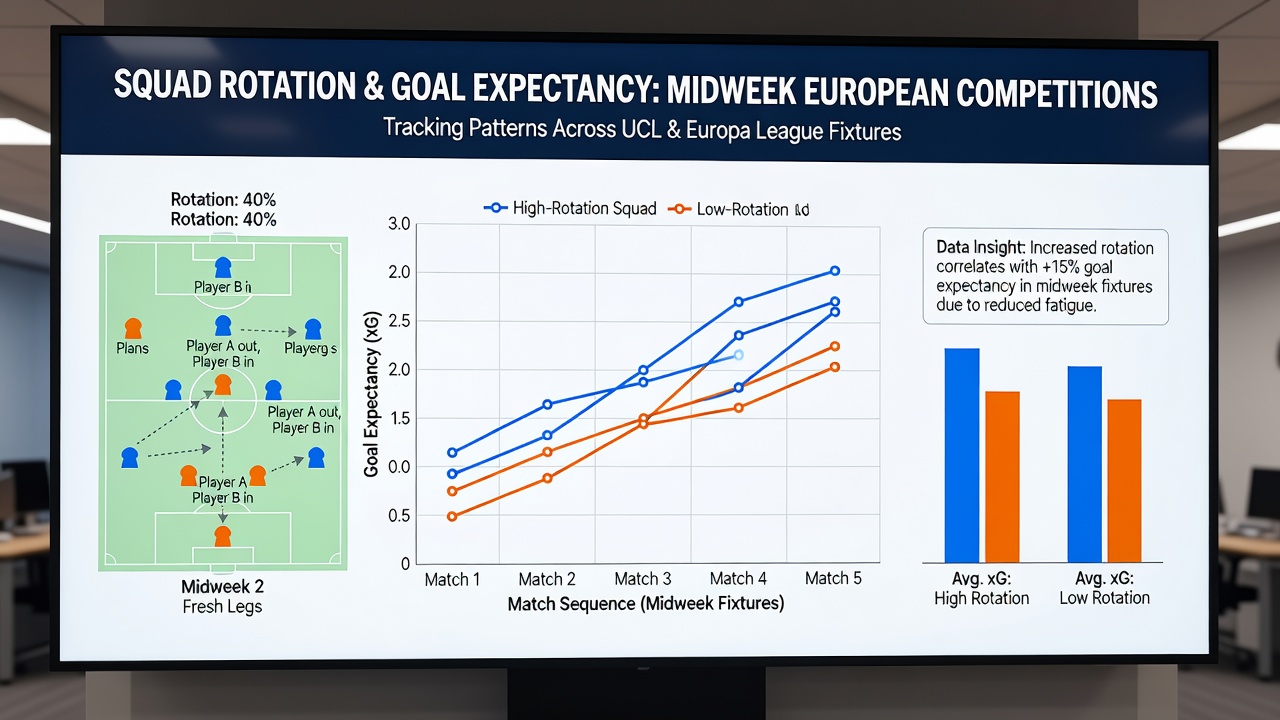 Chart displaying goal expectancy changes in domestic leagues following European midweek matches